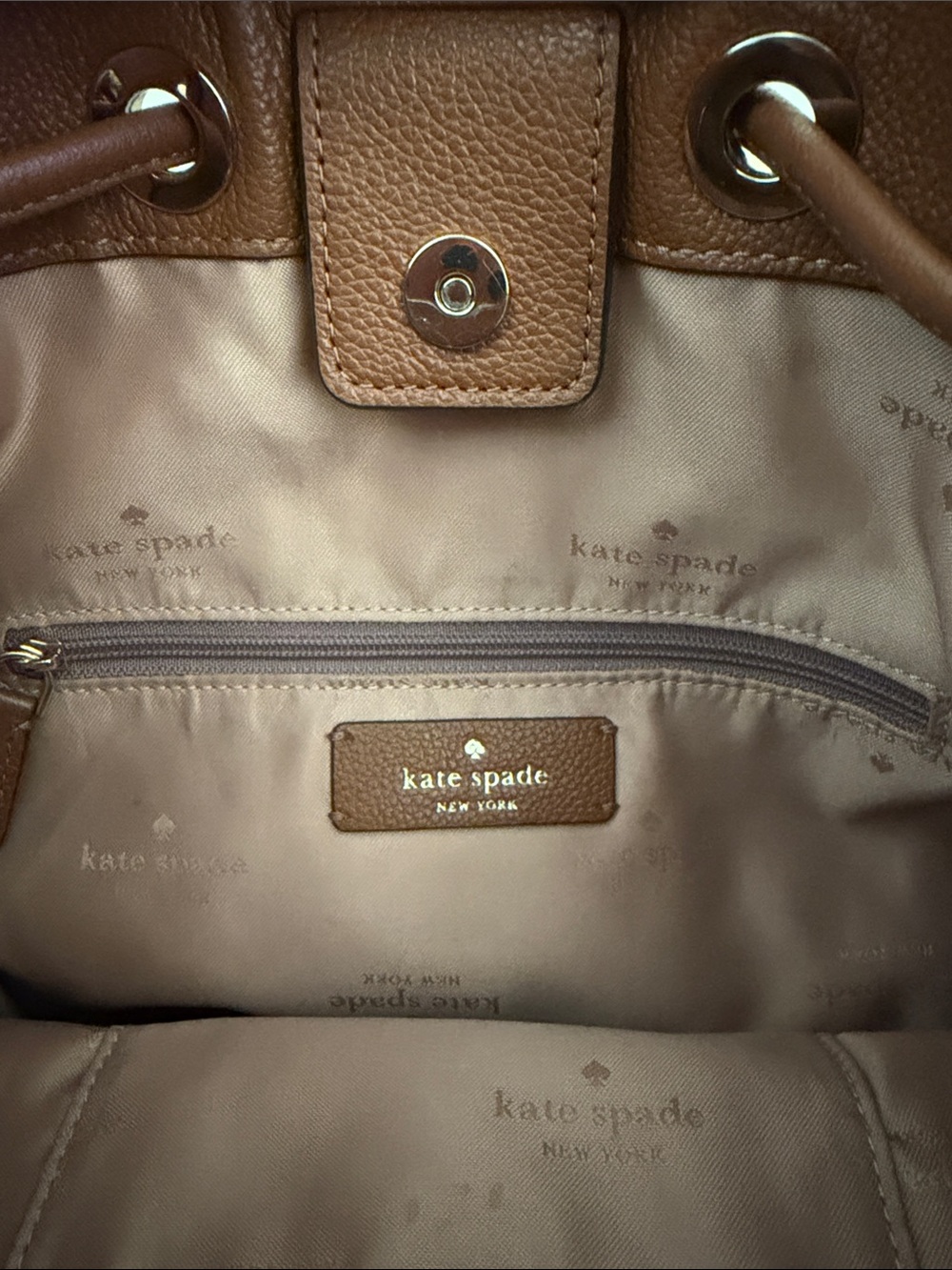 kate spade Brown Pebbled Leather Drawstring Bucket Shoulder Bag - Picture 2 of 8